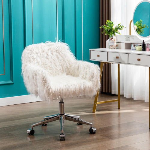 Modern Faux Fur Office & Makeup Chair