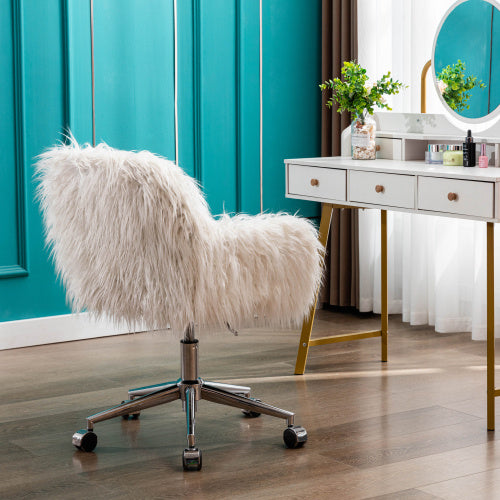 Modern Faux Fur Office & Makeup Chair