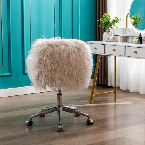 Modern Faux Fur Office & Makeup Chair